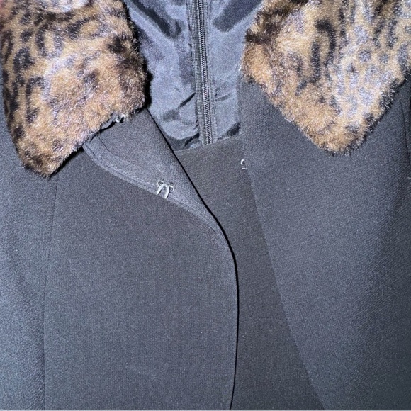 Tahari Arthur Levine 2Pc Set Dress/Jacket Black Faux Fur Trim Sz Large MobWife - Picture 5 of 13